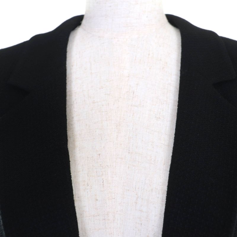 CHANEL 02P P19666v11211 Wool Coco Mark Zip Jacket Black 42 Rare Size Made In