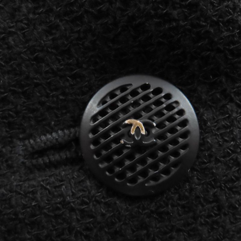 CHANEL 02P P19666v11211 Wool Coco Mark Zip Jacket Black 42 Rare Size Made In