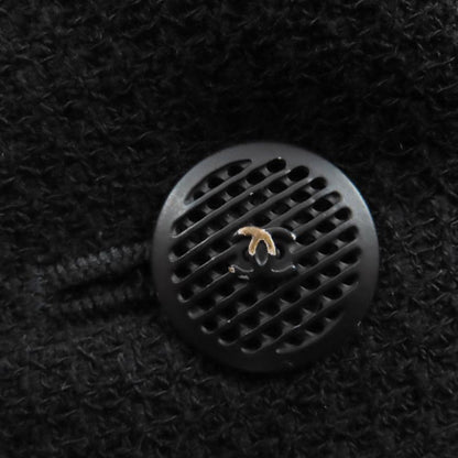 CHANEL 02P P19666v11211 Wool Coco Mark Zip Jacket Black 42 Rare Size Made In