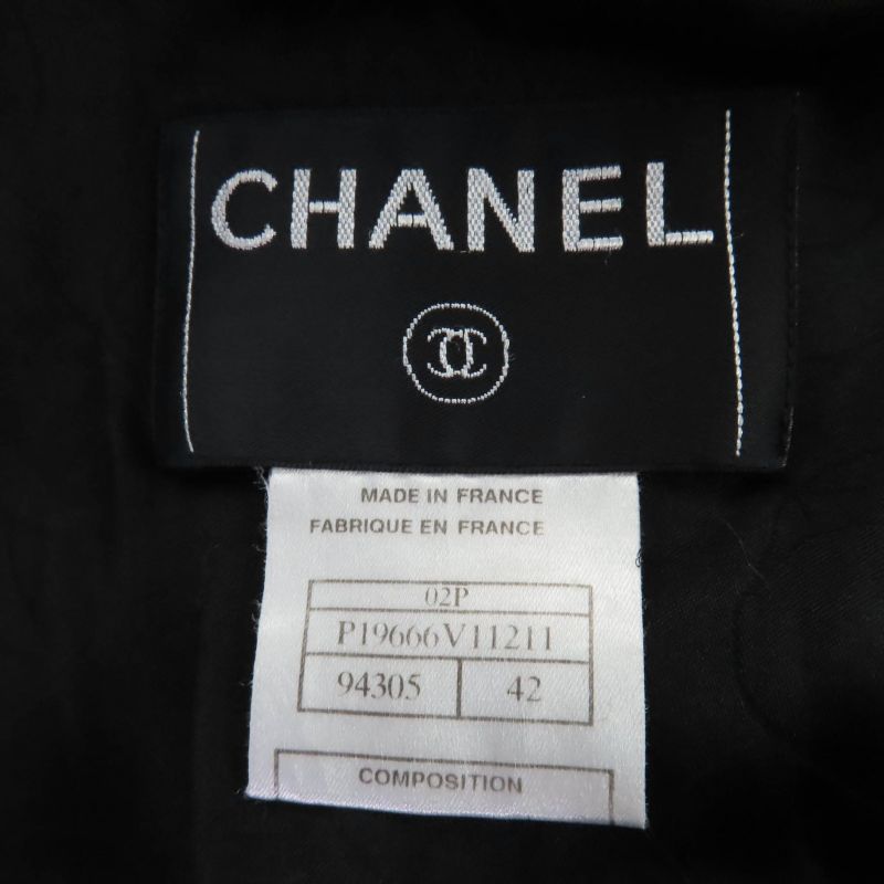 CHANEL 02P P19666v11211 Wool Coco Mark Zip Jacket Black 42 Rare Size Made In