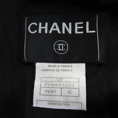 CHANEL 02P P19666v11211 Wool Coco Mark Zip Jacket Black 42 Rare Size Made In