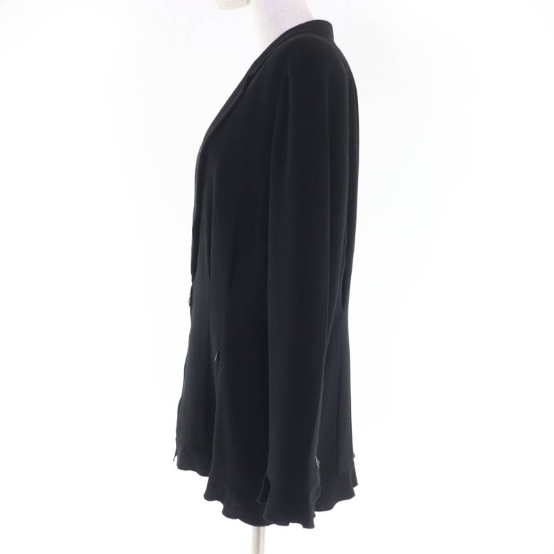 CHANEL 02P P19666v11211 Wool Coco Mark Zip Jacket Black 42 Rare Size Made In