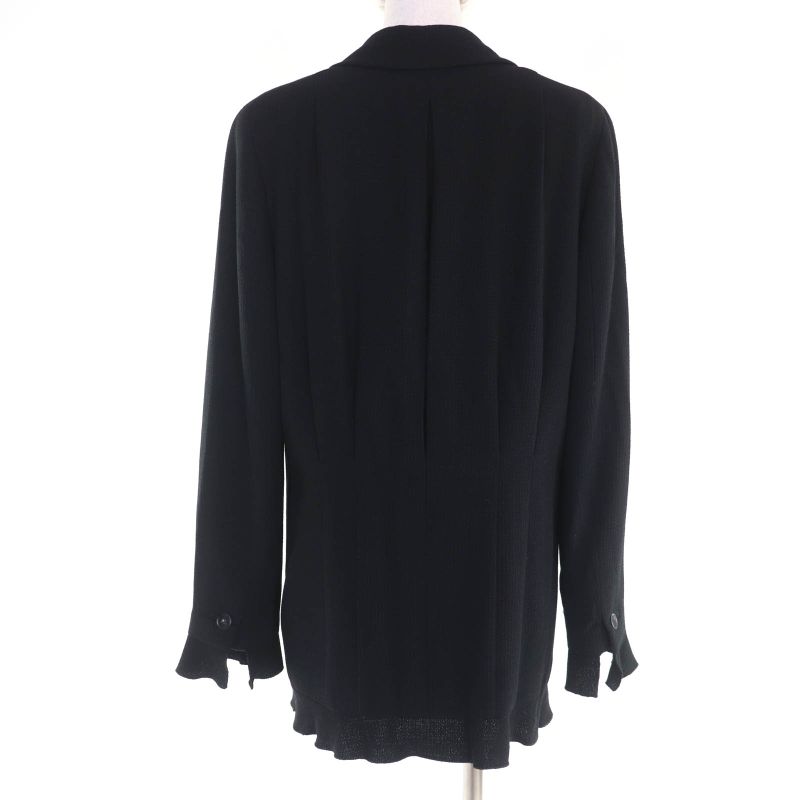 CHANEL 02P P19666v11211 Wool Coco Mark Zip Jacket Black 42 Rare Size Made In