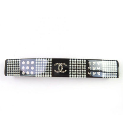 CHANEL 14B Coco Mark Barrette With Faux Pearls And Rhinestones Hair Accessory