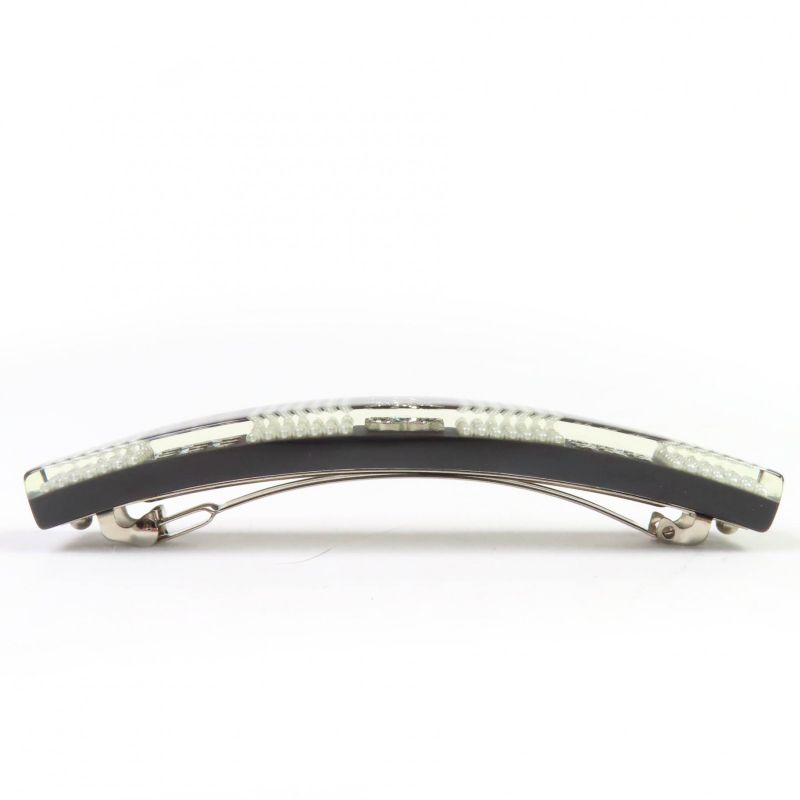 CHANEL 14B Coco Mark Barrette With Faux Pearls And Rhinestones Hair Accessory
