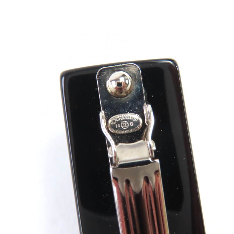 CHANEL 14B Coco Mark Barrette With Faux Pearls And Rhinestones Hair Accessory