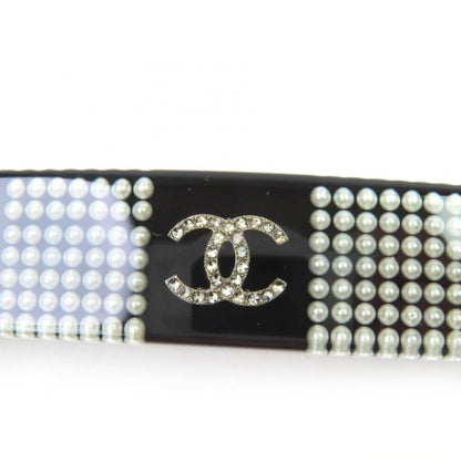 CHANEL 14B Coco Mark Barrette With Faux Pearls And Rhinestones Hair Accessory