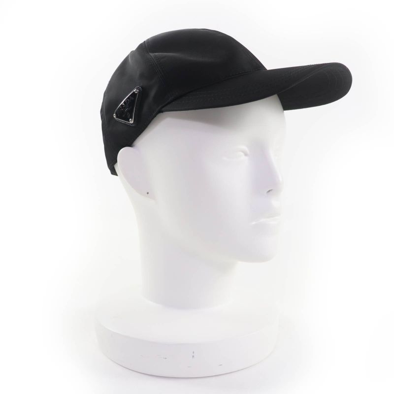Prada 2024 1hc274 Re-nylon Triangle Logo Plate Cap Black S Made In Italy