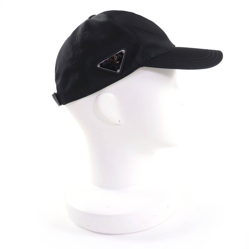Prada 2024 1hc274 Re-nylon Triangle Logo Plate Cap Black S Made In Italy