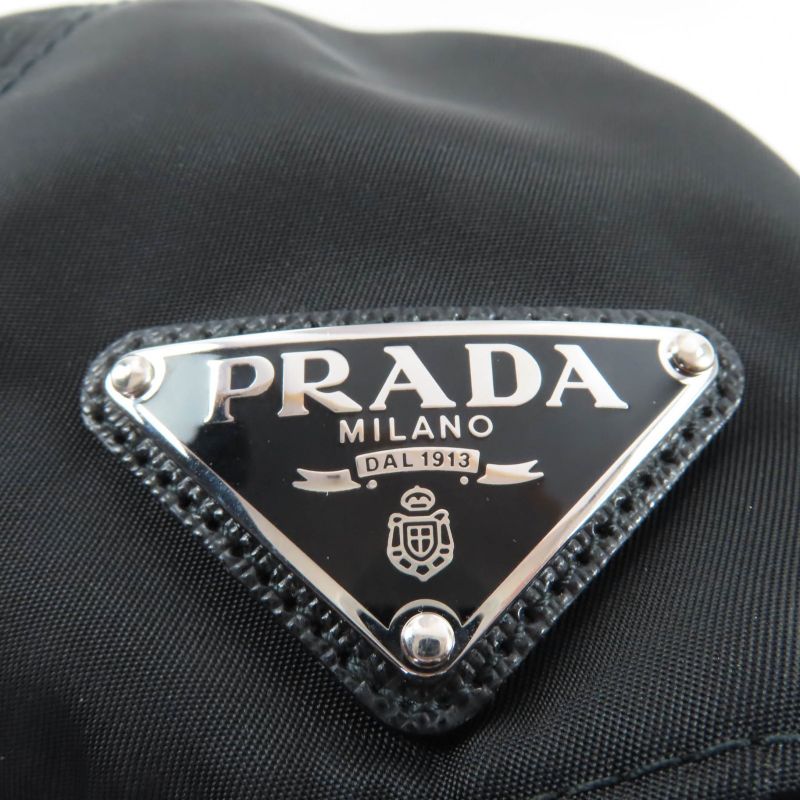 Prada 2024 1hc274 Re-nylon Triangle Logo Plate Cap Black S Made In Italy