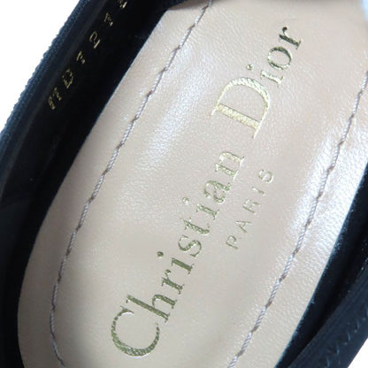 Christian DIOR Etoile Grosgrain Ribbon Logo Wedge Sole Clear Heel Pumps Black