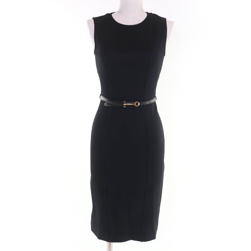 Gucci 310757 Sleeveless Dress With Horsebit Buckle Belt Black XS Made In Italy