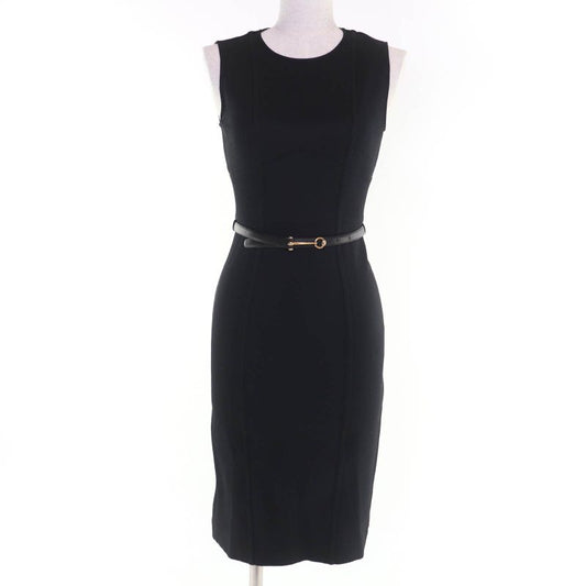 Gucci 310757 Sleeveless Dress With Horsebit Buckle Belt Black XS Made In Italy