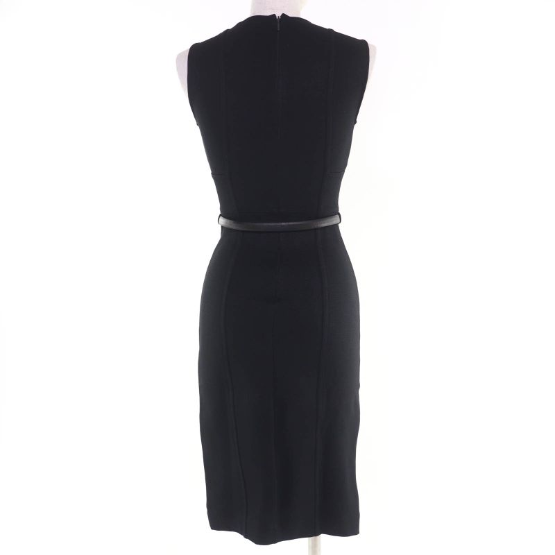 Gucci 310757 Sleeveless Dress With Horsebit Buckle Belt Black XS Made In Italy