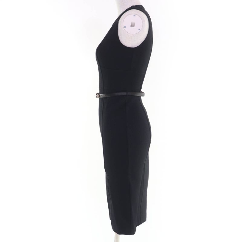 Gucci 310757 Sleeveless Dress With Horsebit Buckle Belt Black XS Made In Italy