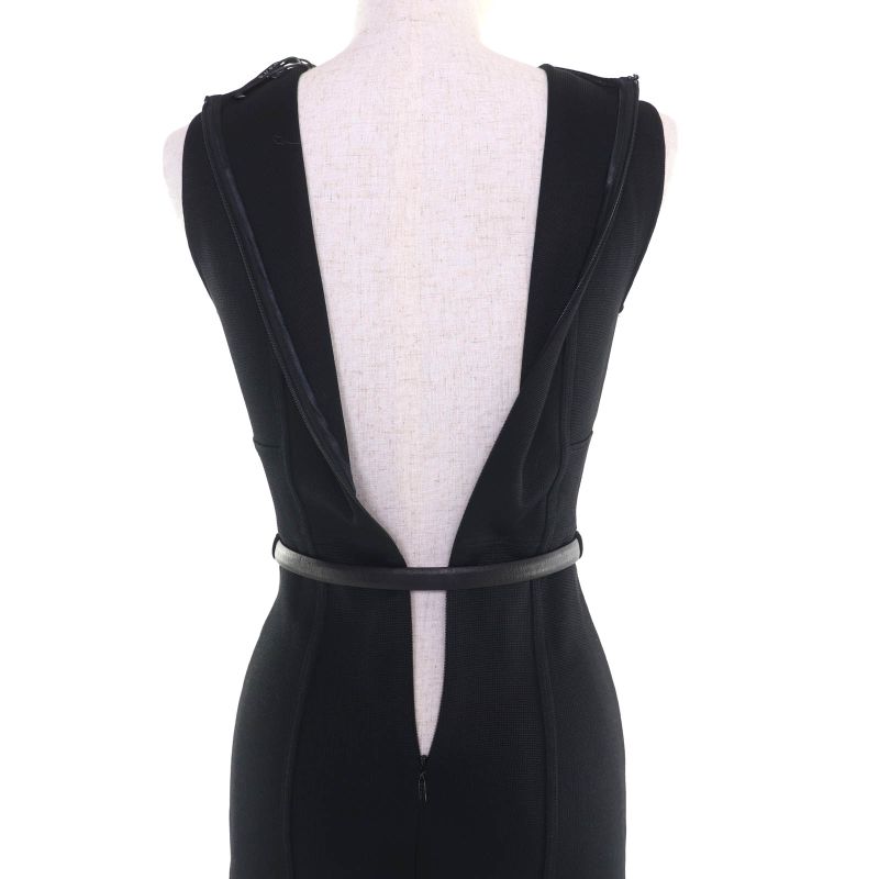 Gucci 310757 Sleeveless Dress With Horsebit Buckle Belt Black XS Made In Italy