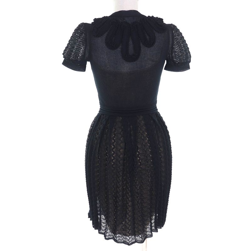 CHANEL P38456 With Inner Dress Coco Mark Button Lace Ruffle Ribbon Short Sleeve