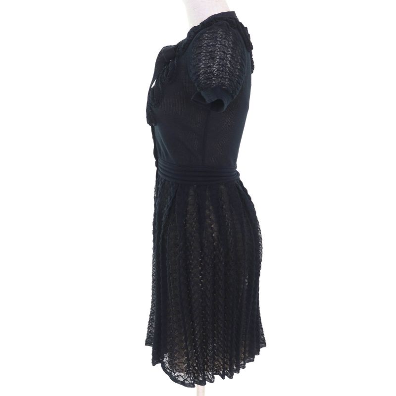 CHANEL P38456 With Inner Dress Coco Mark Button Lace Ruffle Ribbon Short Sleeve