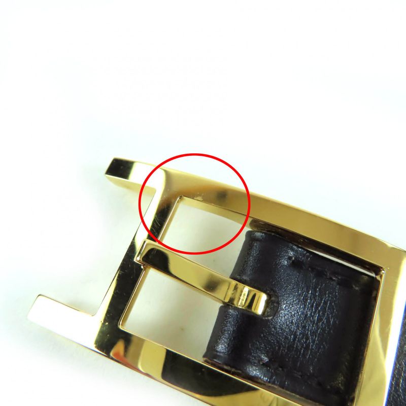 Hermes Vintage Gold Hardware Margiela Period H Buckle Reversible Leather Belt