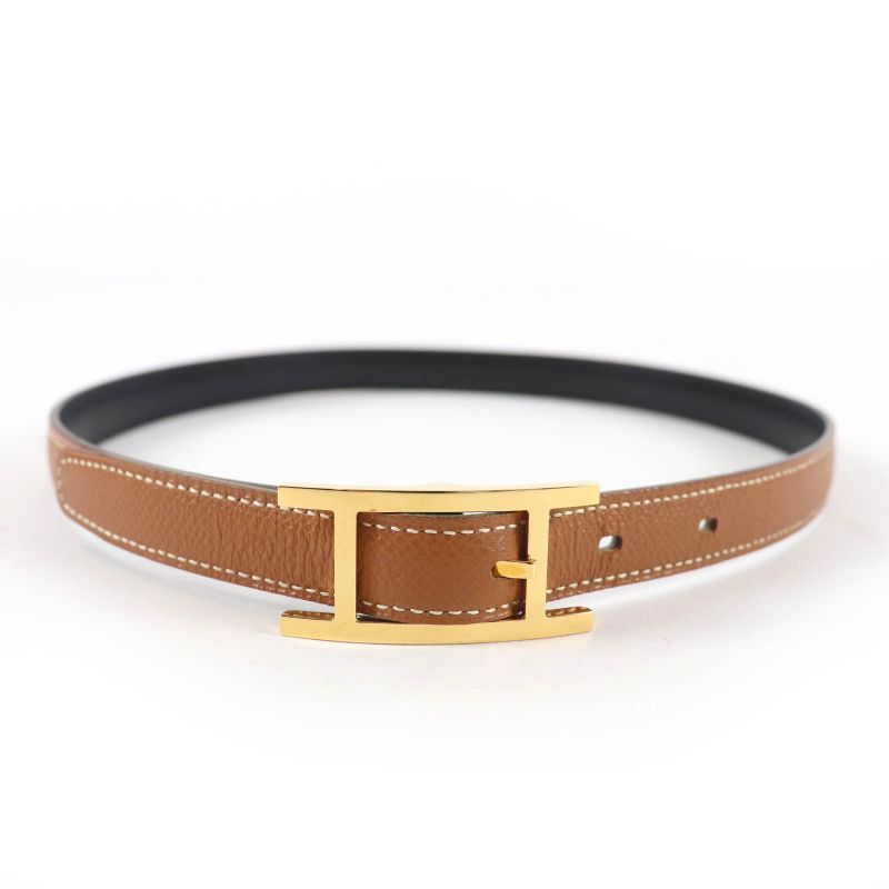 Hermes Vintage Gold Hardware Margiela Period H Buckle Reversible Leather Belt