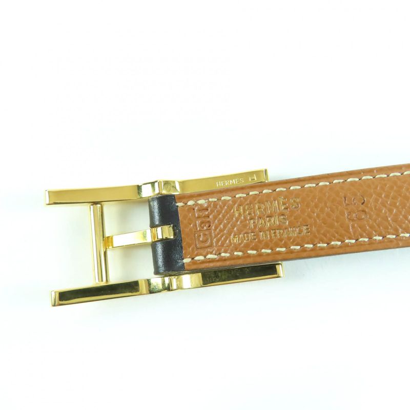 Hermes Vintage Gold Hardware Margiela Period H Buckle Reversible Leather Belt