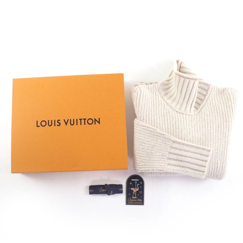 Louis Vuitton 24AW Wool Cotton Lvleather Patch Turtleneck Long Sleeve Knit