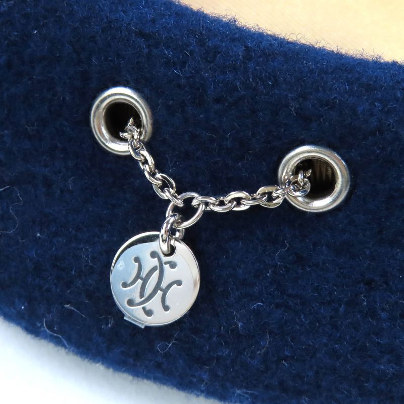 Hermes Felicity 100% Wool Logo Hardware Inside Leather Use Beret Hat Navy 58