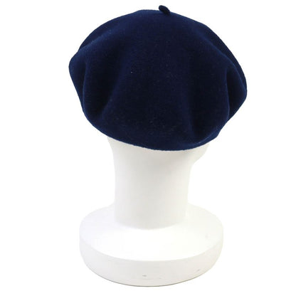 Hermes Felicity 100% Wool Logo Hardware Inside Leather Use Beret Hat Navy 58