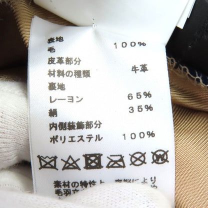 Hermes Felicity 100% Wool Logo Hardware Inside Leather Use Beret Hat Navy 58