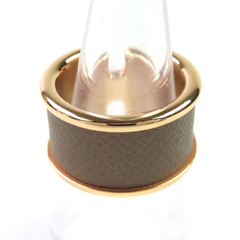Hermes Olympe GM Etoupe Rose Gold Leather Ring M Size Approx 13 With Box And