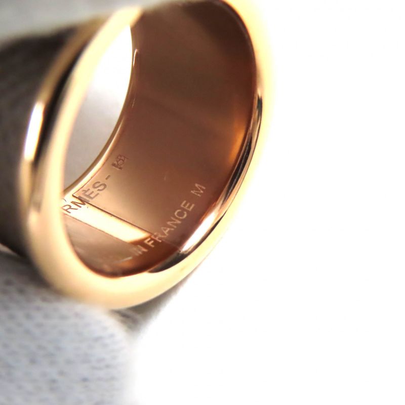 Hermes Olympe GM Etoupe Rose Gold Leather Ring M Size Approx 13 With Box And