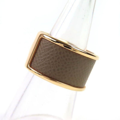Hermes Olympe GM Etoupe Rose Gold Leather Ring M Size Approx 13 With Box And