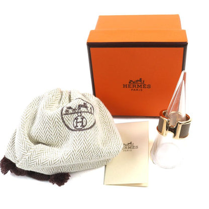 Hermes Olympe GM Etoupe Rose Gold Leather Ring M Size Approx 13 With Box And