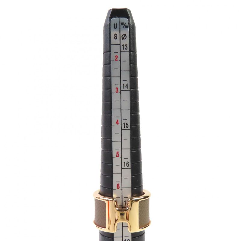 Hermes Olympe GM Etoupe Rose Gold Leather Ring M Size Approx 13 With Box And