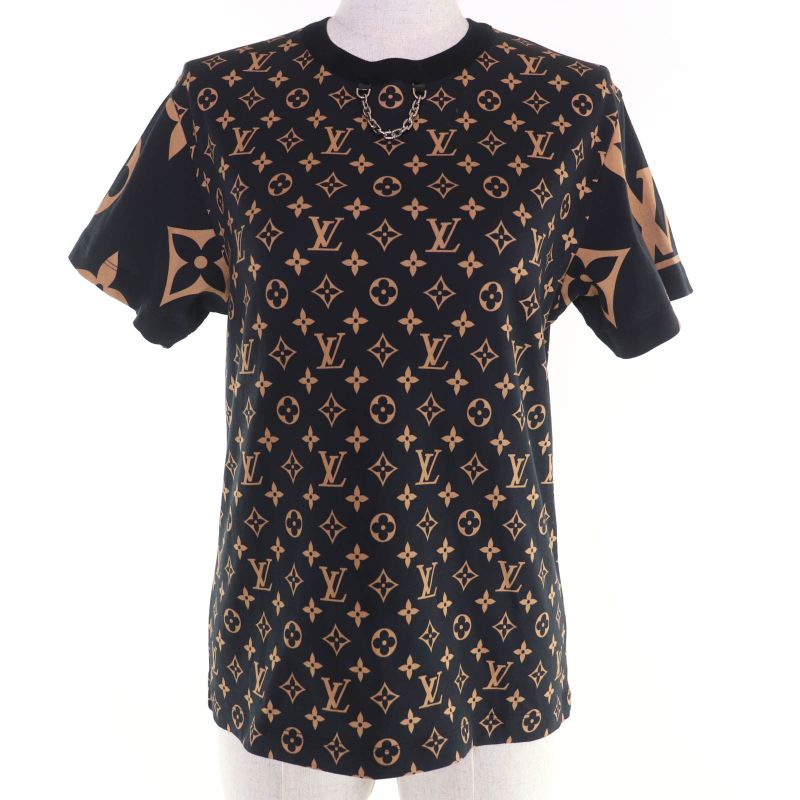 Louis Vuitton 100% Cotton Monogram Short Sleeve T-shirt Black Brown XS Made In