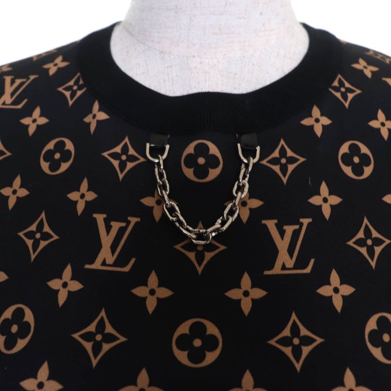 Louis Vuitton 100% Cotton Monogram Short Sleeve T-shirt Black Brown XS Made In