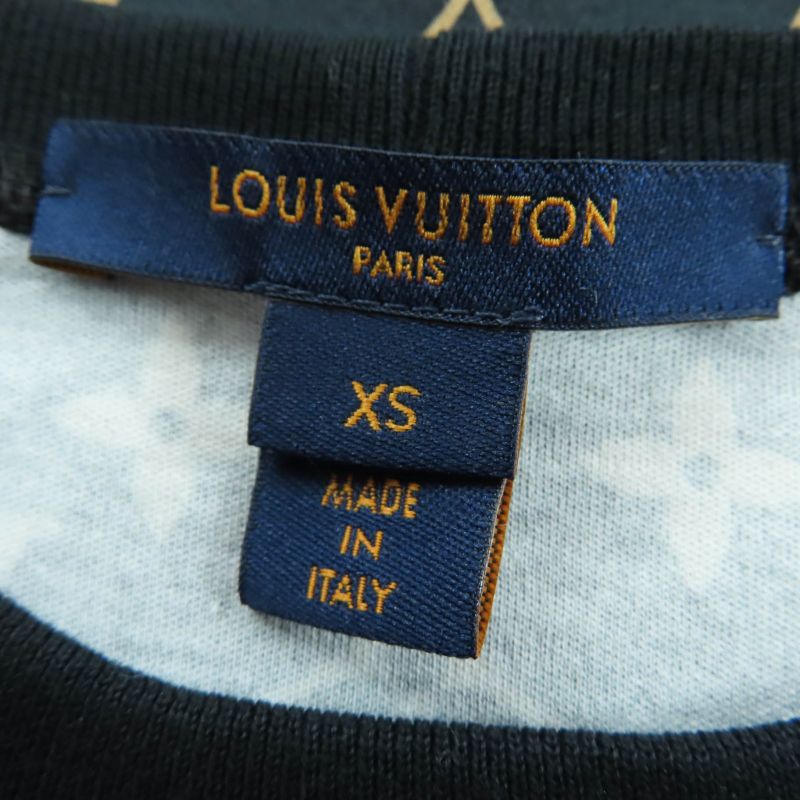 Louis Vuitton 100% Cotton Monogram Short Sleeve T-shirt Black Brown XS Made In