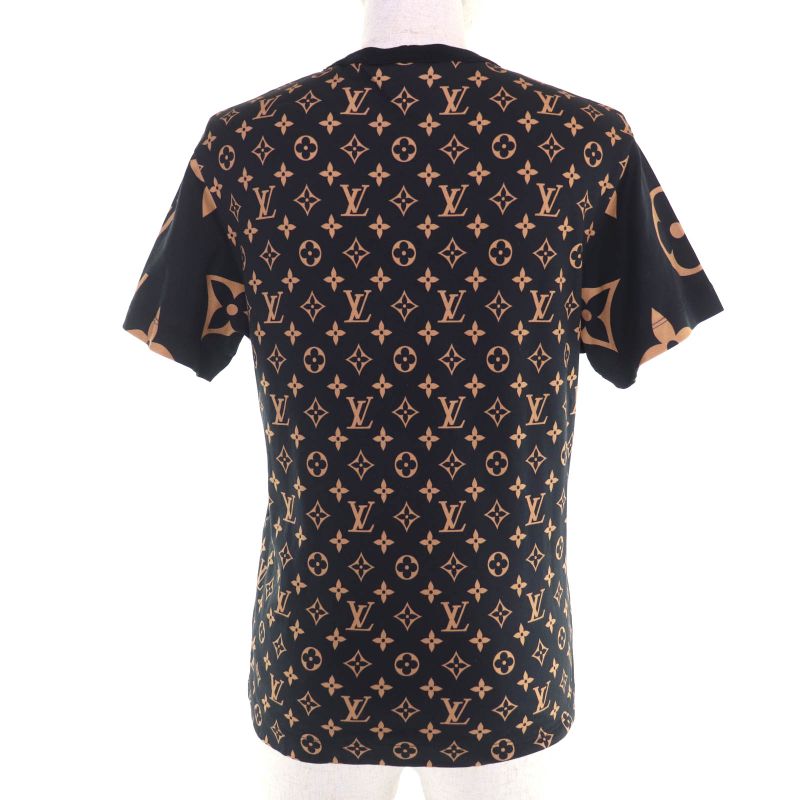 Louis Vuitton 100% Cotton Monogram Short Sleeve T-shirt Black Brown XS Made In