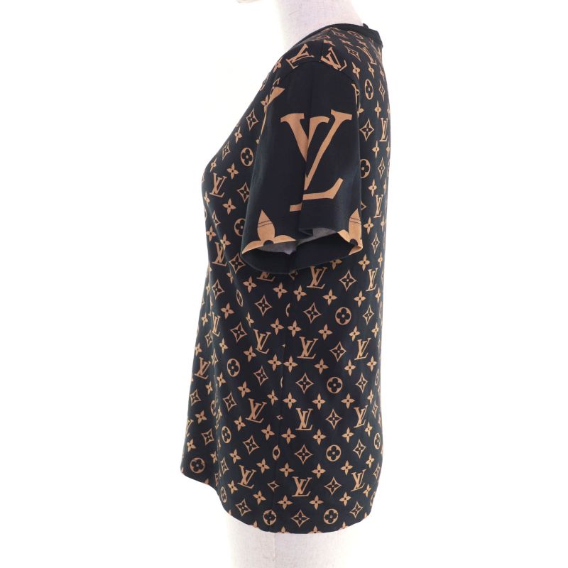 Louis Vuitton 100% Cotton Monogram Short Sleeve T-shirt Black Brown XS Made In