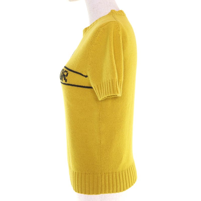 Christian DIOR 344s98am003 100% Cashmere Signature Logo Star Crew Neck Short