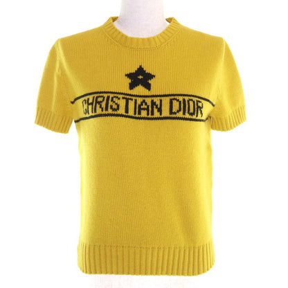 Christian DIOR 344s98am003 100% Cashmere Signature Logo Star Crew Neck Short