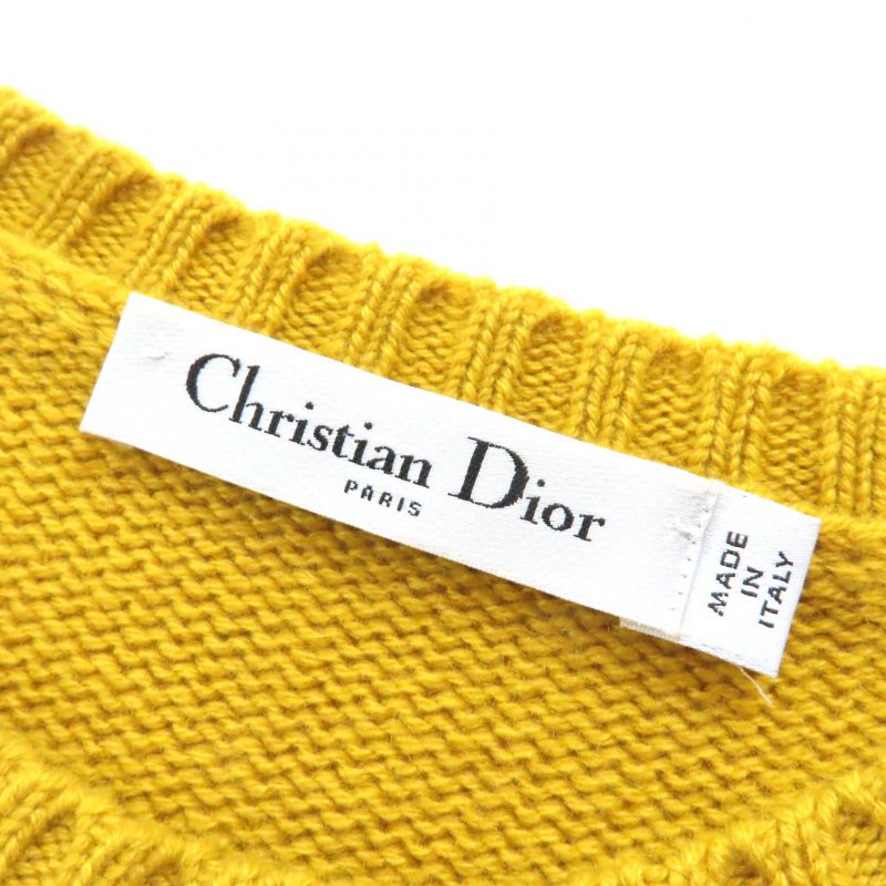 Christian DIOR 344s98am003 100% Cashmere Signature Logo Star Crew Neck Short