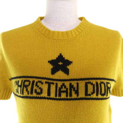 Christian DIOR 344s98am003 100% Cashmere Signature Logo Star Crew Neck Short