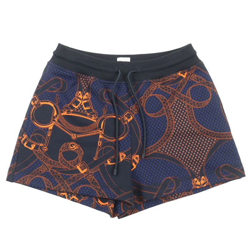 Hermes 25SS 4h4419dc Eperon D'OR Bandana 100% Cotton Knit Shorts Black Blue