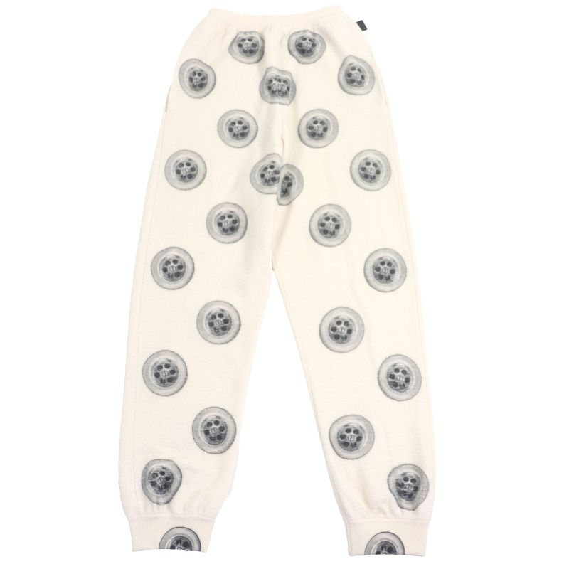 LOEWE H526y17k30 Tire Pattern Anagram Leather Patch Pile Jogger Pants Ivory S