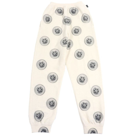 LOEWE H526y17k30 Tire Pattern Anagram Leather Patch Pile Jogger Pants Ivory S