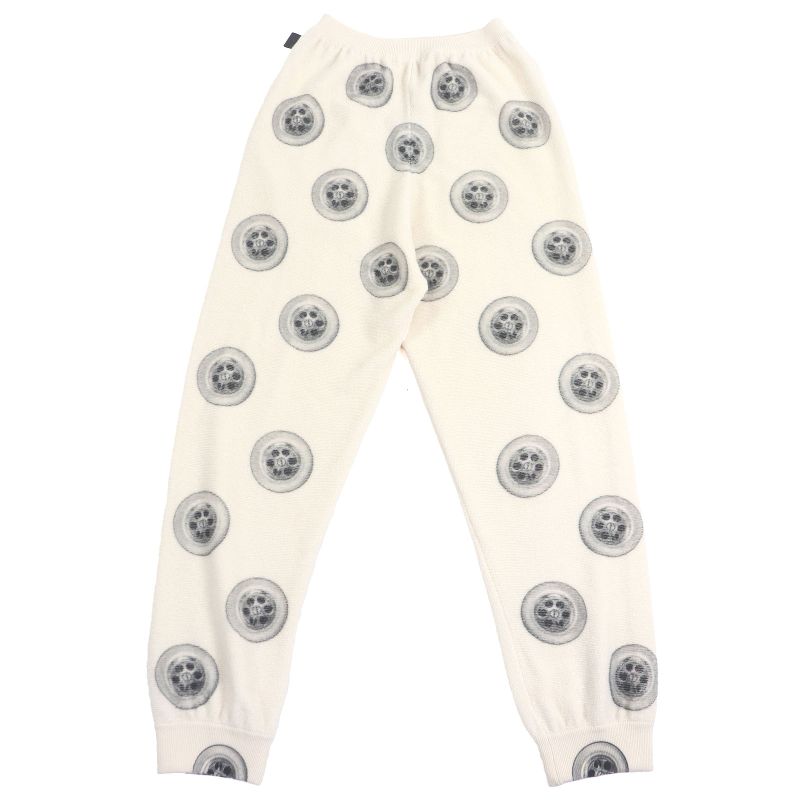 LOEWE H526y17k30 Tire Pattern Anagram Leather Patch Pile Jogger Pants Ivory S