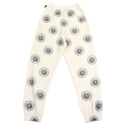 LOEWE H526y17k30 Tire Pattern Anagram Leather Patch Pile Jogger Pants Ivory S