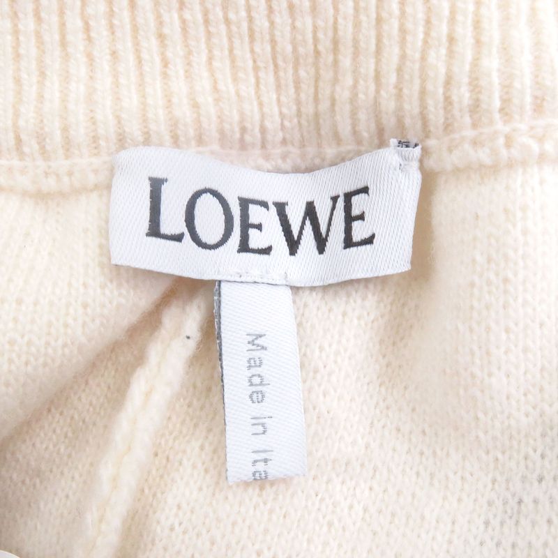 LOEWE H526y17k30 Tire Pattern Anagram Leather Patch Pile Jogger Pants Ivory S