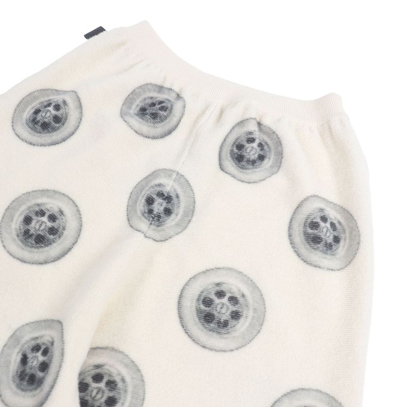 LOEWE H526y17k30 Tire Pattern Anagram Leather Patch Pile Jogger Pants Ivory S